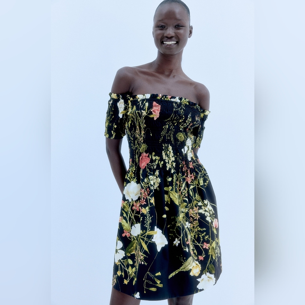 H&M Smocked Off Shoulder Dress